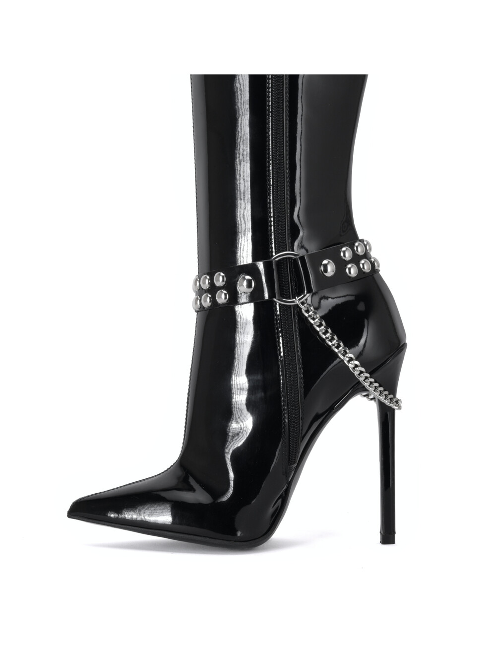 Sanctum Synthetic Leather SYNTHETIC BOOT BELT LEA - 2CM - SINGLE CHAIN - BLACK SHINY
