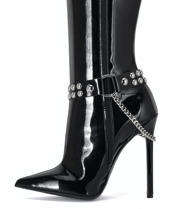 Sanctum Synthetic Leather SYNTHETIC BOOT BELT LEA - 2CM - SINGLE CHAIN - BLACK SHINY