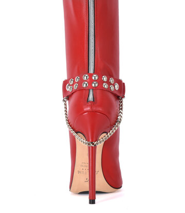 Sanctum Shoes Stiefelgürtel aus Leder, 2 cm breit, einfache Kette, rotes Nappaleder