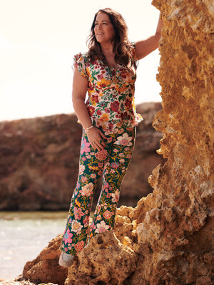 TESSA KOOPS FLARE DIM GREEN PANTS