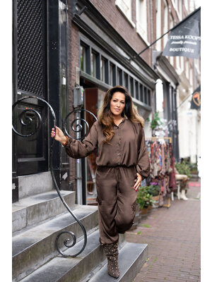 TESSA KOOPS NAOMI SATIN BROWN BROEK