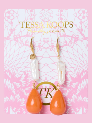 TESSA KOOPS WILD PEARL ORANGE EARRINGS