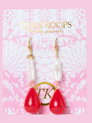 TESSA KOOPS WILD PEARL RED OHRRINGE