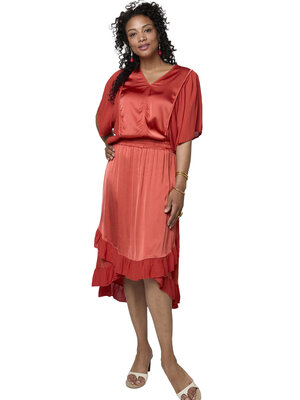 TESSA KOOPS ZAYNA RED SATIN TOP