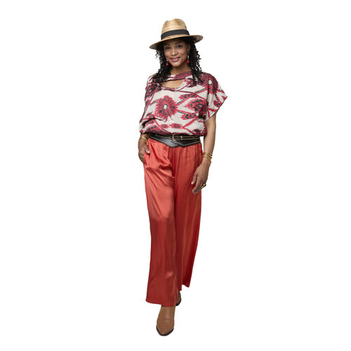 TESSA KOOPS MARLA RED SATIN BROEK