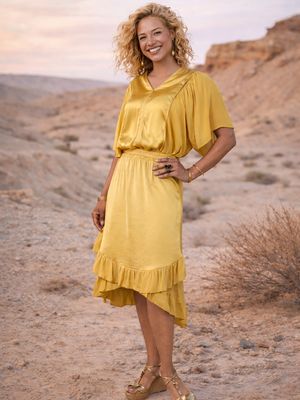 TESSA KOOPS ZAYNA YELLOW SATIN TOP