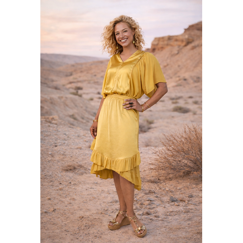 TESSA KOOPS ZAYNA YELLOW SATIN TOP