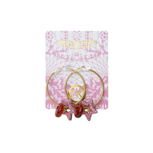 TESSA KOOPS PINK STAR HOOPS OORBELLEN TESSA KOOPS PINK STAR HOOPS OORBELLEN
