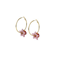PINK STAR HOOPS OORBELLEN