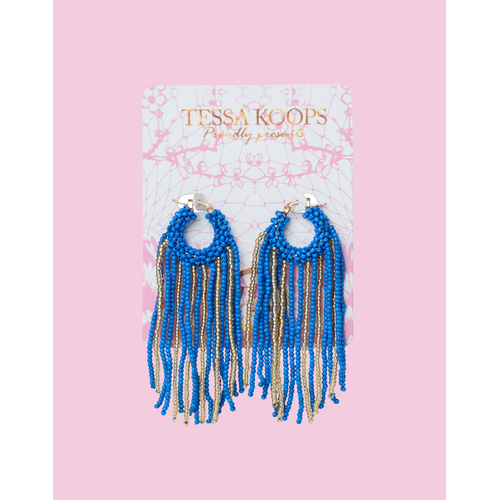 TESSA KOOPS RAIN BEADS BLUE OORBELLEN