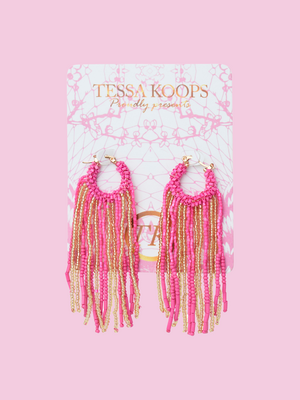 TESSA KOOPS RAIN BEADS PINK OORBELLEN