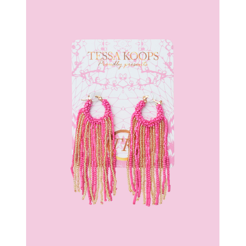 TESSA KOOPS RAIN BEADS PINK OORBELLEN