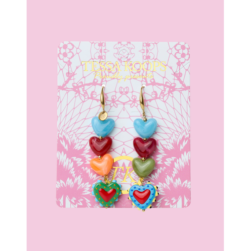 TESSA KOOPS RAINBOW HEARTS EARINGS
