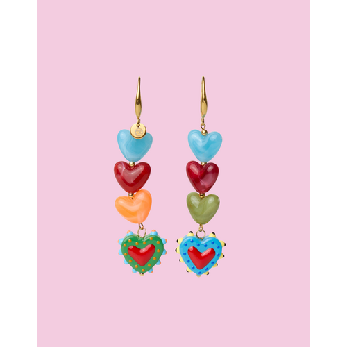 TESSA KOOPS RAINBOW HEARTS EARINGS