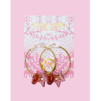 PINK STAR HOOPS EARRINGS