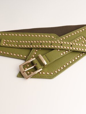 TESSA KOOPS STUDS STRETCH GÜRTEL OLIVE GRÜN