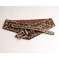 STUDS STRETCH RIEM LEOPARD BROWN