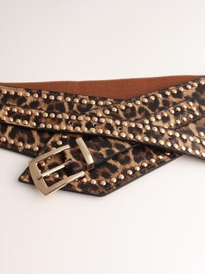 TESSA KOOPS STUDS STRETCH RIEM LEOPARD BROWN TESSA KOOPS STUDS STRETCH RIEM LEOPARD BROWN