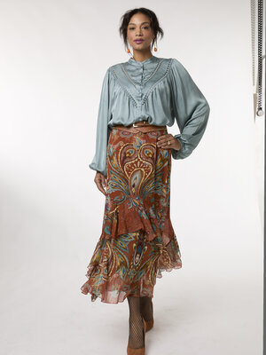 TESSA KOOPS SUZE BLUE SATIN TOP