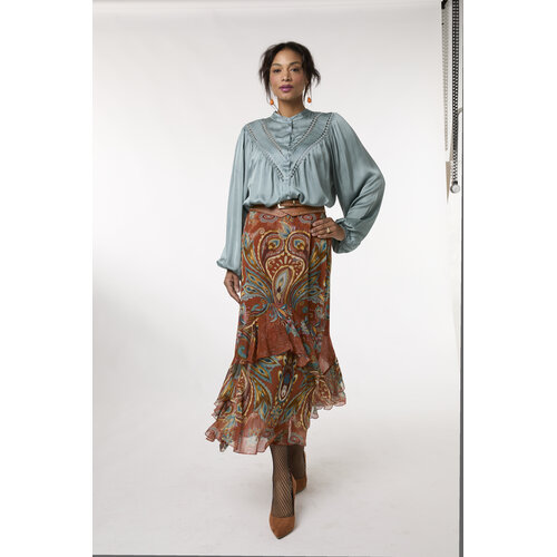 TESSA KOOPS SUZE BLUE SATIN TOP