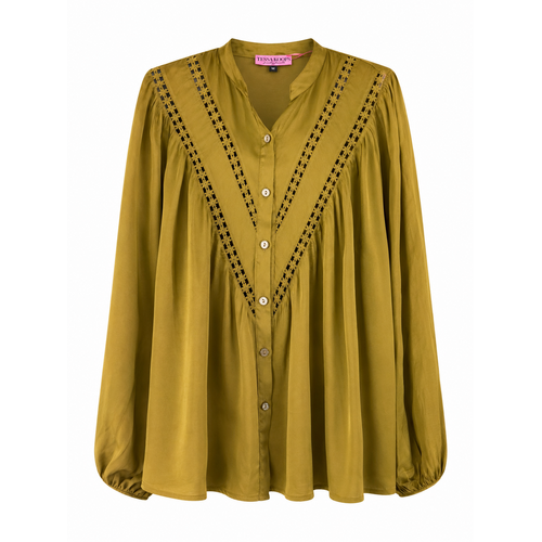 TESSA KOOPS SUZE GREEN SATIN TOP