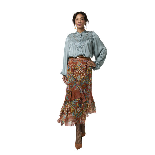 TESSA KOOPS SUZE BLUE SATIN TOP