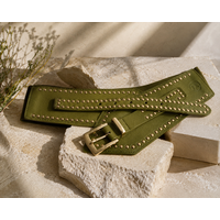 STUDS STRETCH RIEM OLIJF GROEN