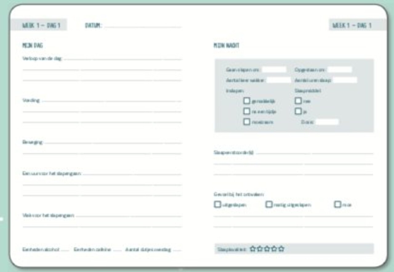 Slaapcoach Slaapdagboek Slaapcoach Slaapdagboek