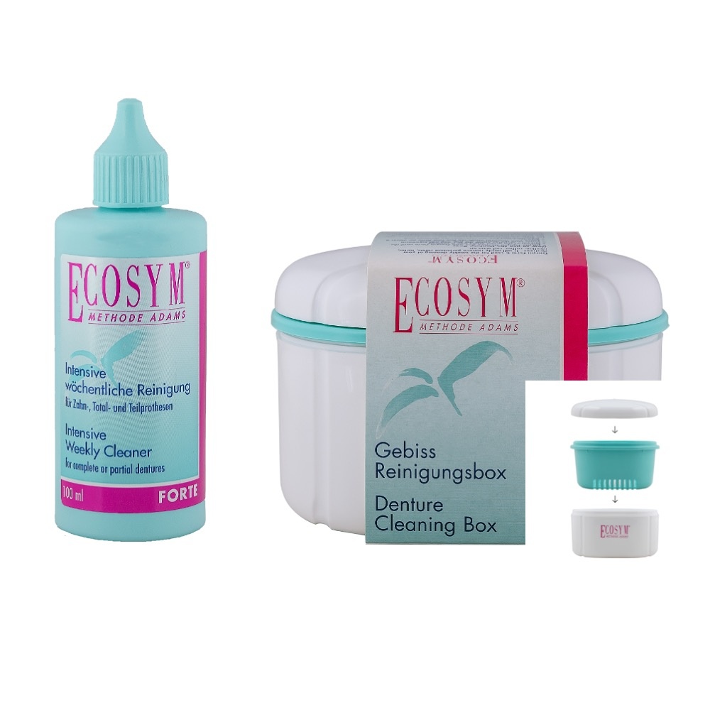 Ecosym Forte Wochenreiniger mit Reinigungsbox für Retainer, Aligner und Zahnschienen
