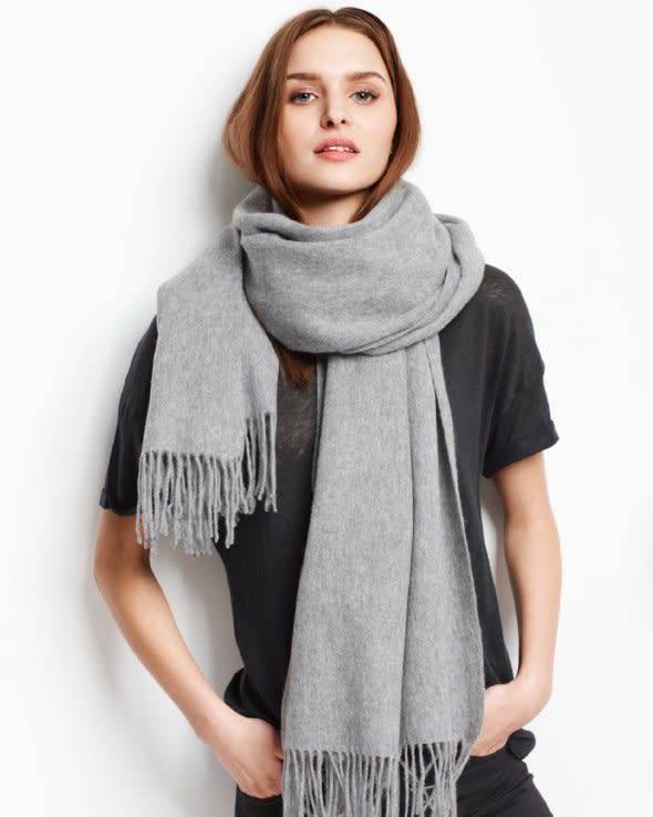 Escape To Comfort Embellished Scarf In Grey • Impressions Online Boutique