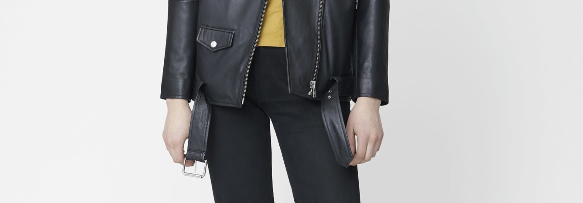 Noma Oversized Leather Biker Jacket Black