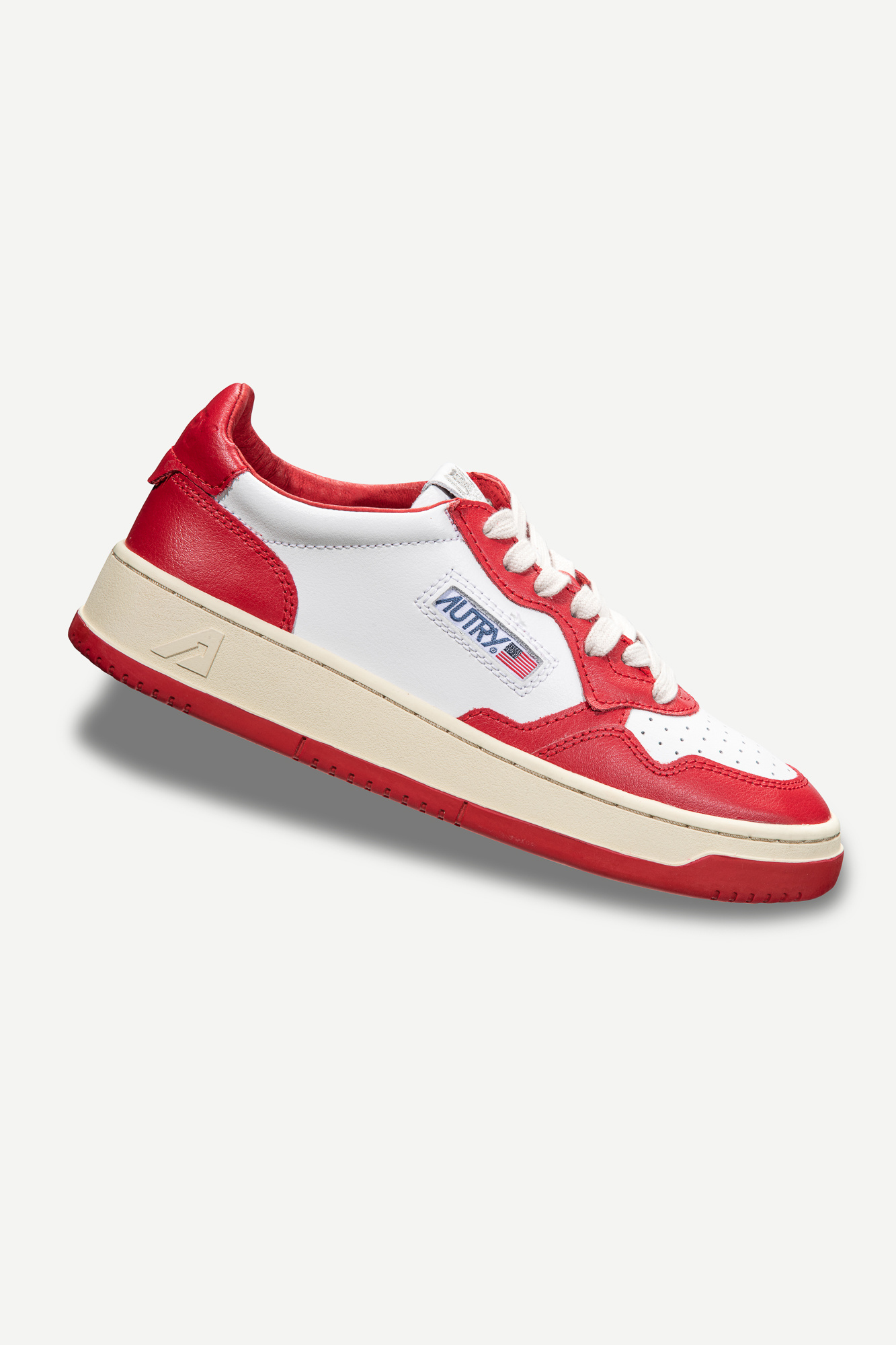 Autry Sneakers Medalist Laag Wit Rood Leer Dames - RAUW.STORE