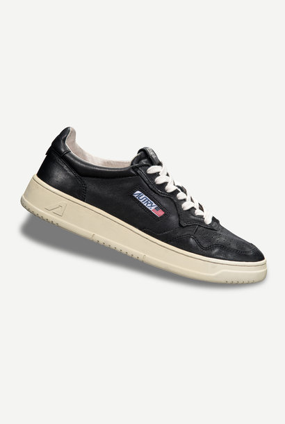Autry Sneakers Medalist 01 Laag Zwart Geiten Leer Heren - Rauw Store
