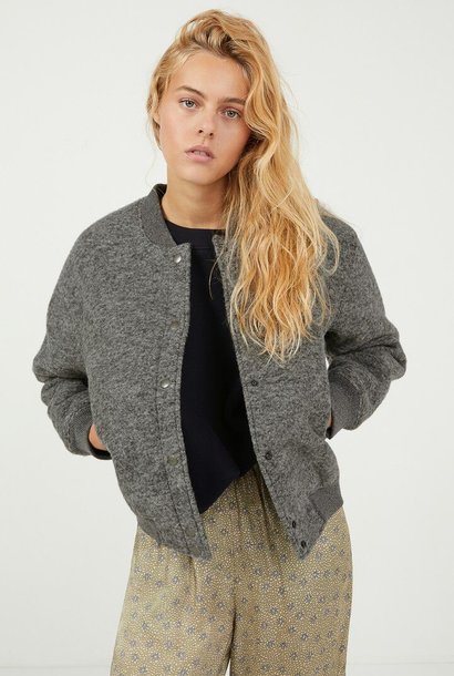 Azibeach Grey Wool Bomber Jacket