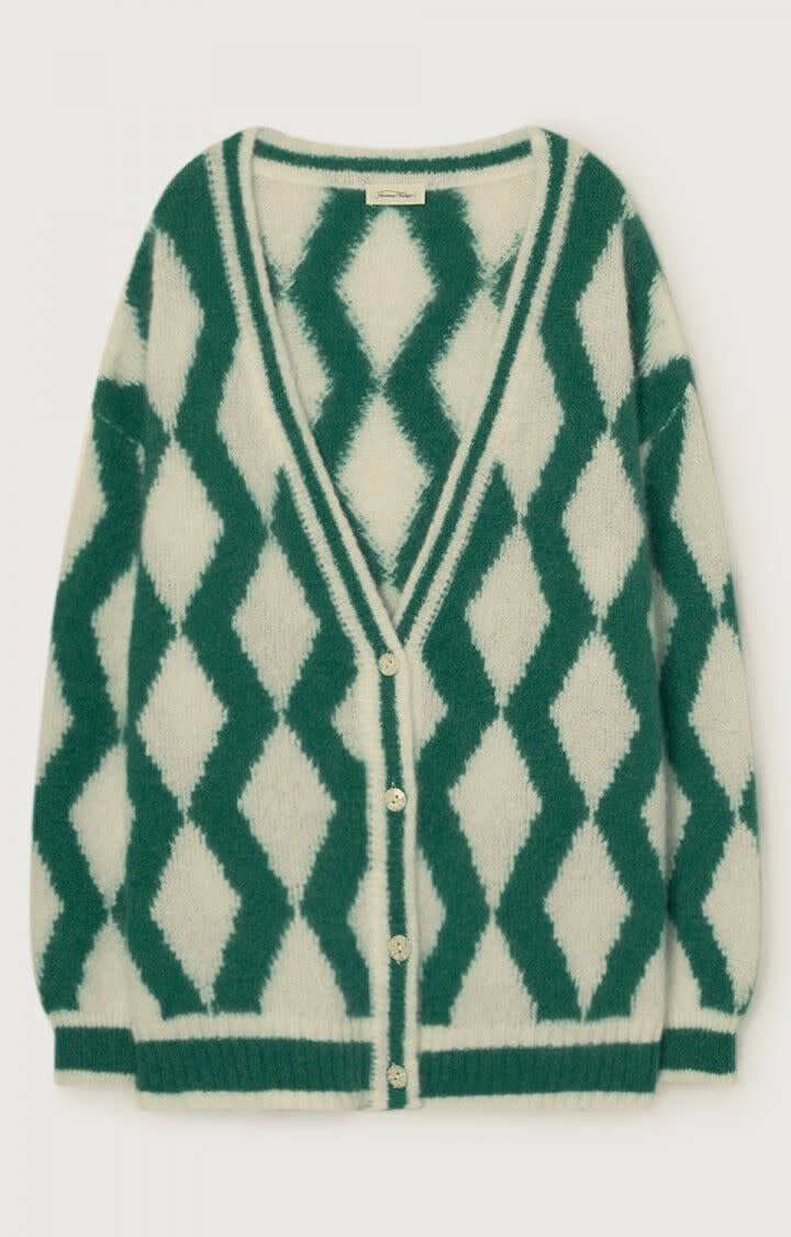 Pinobery Wool Cardigan Vest Jacquard Groen-1