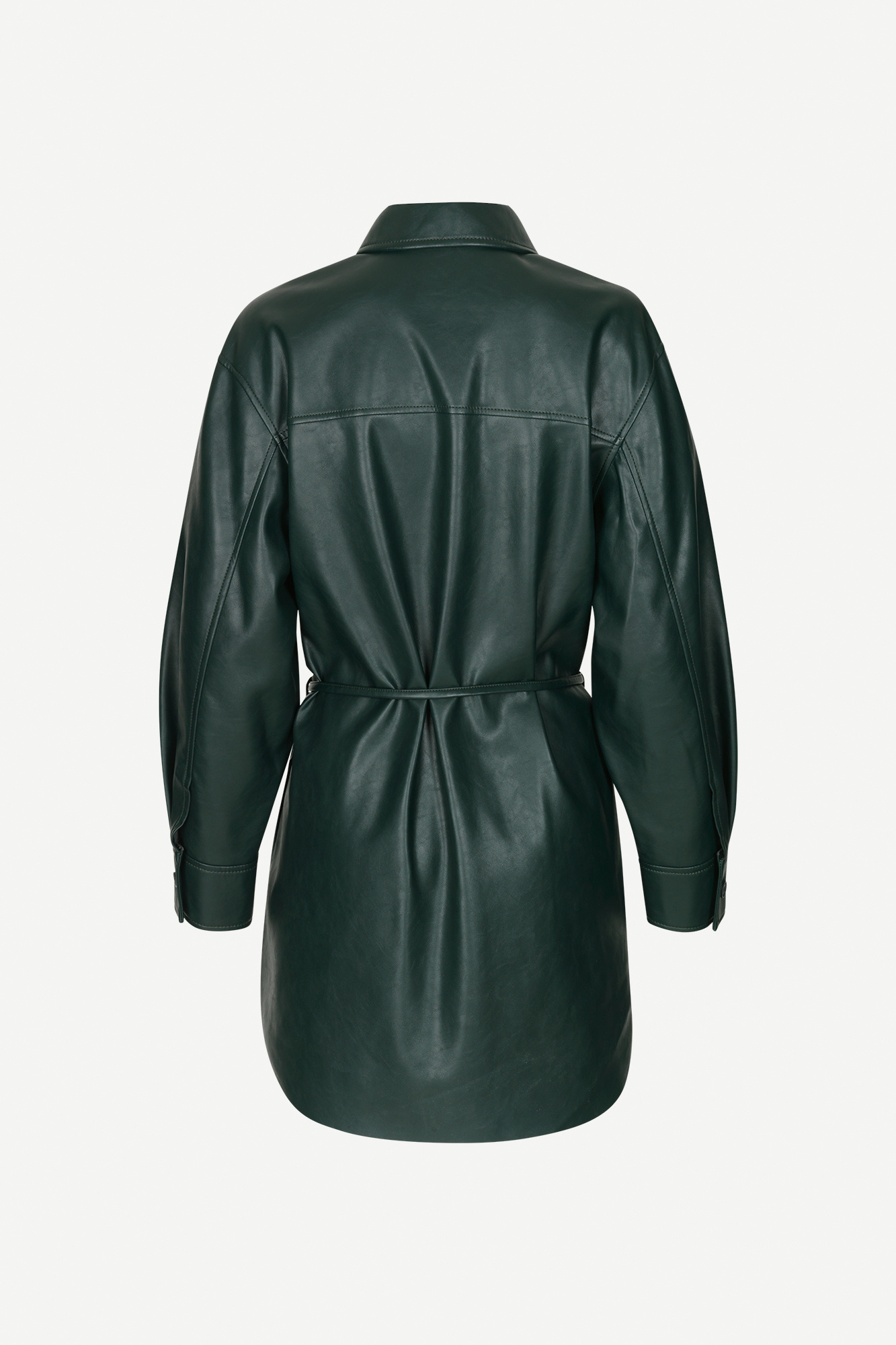 Noomi Leather Look Shirt Green-2
