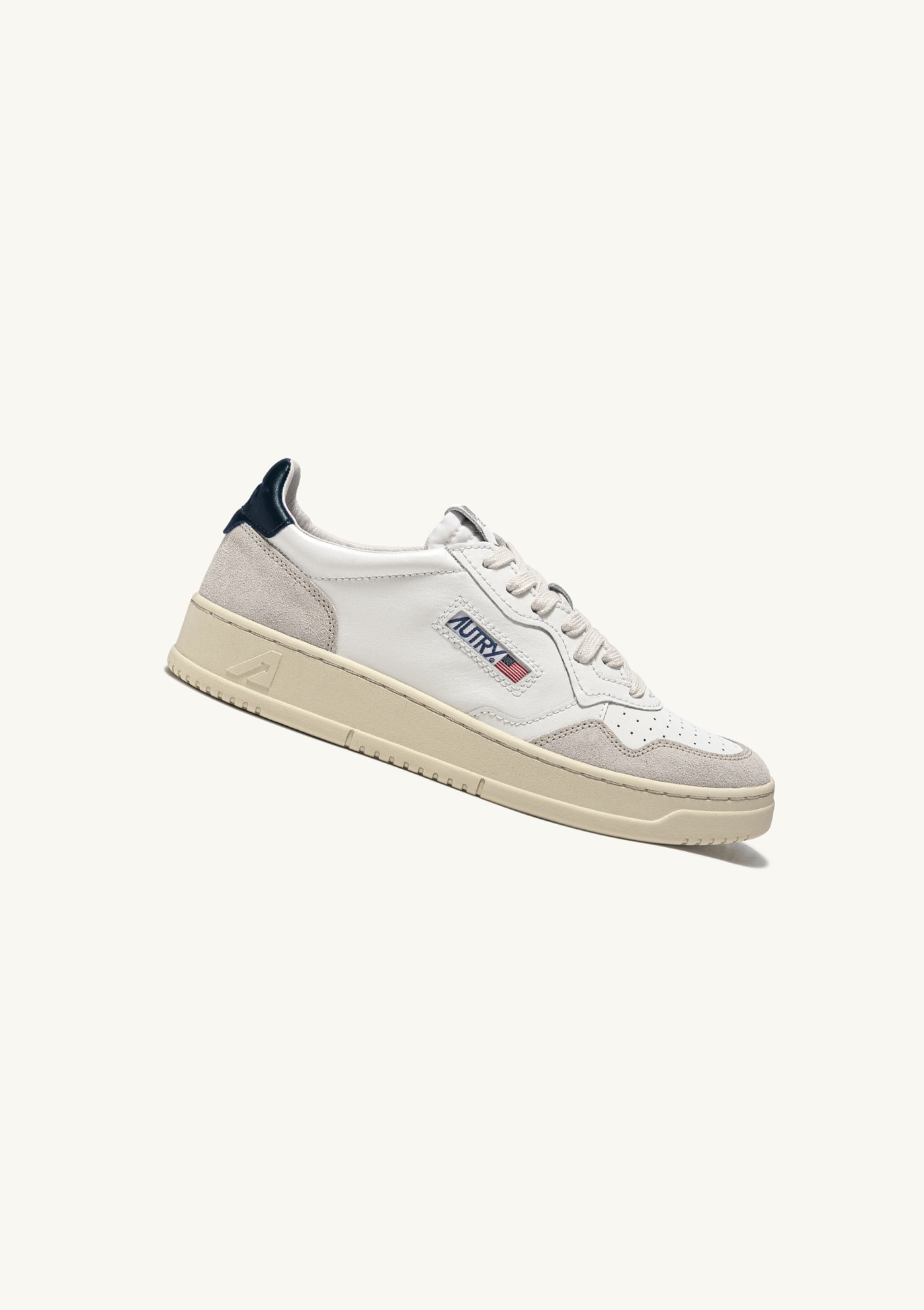 Medalist Low White Blue Leather Suede Women-1
