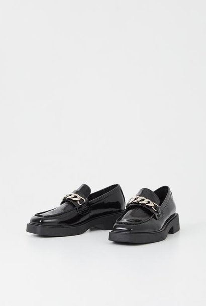 Jillian Black Leather Patent Loafers