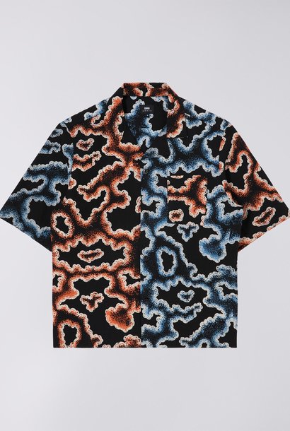 Kumo Shirt SS AOP Seersucker Blue