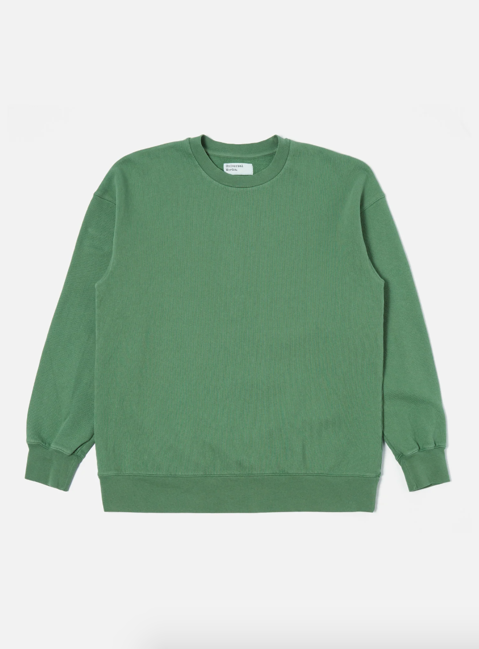 Universal Works Loose Sweatshirt Green Dry Handle Brushback - RAUW.STORE