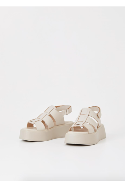 Courtney Gebroken Wit Leren Sandaal