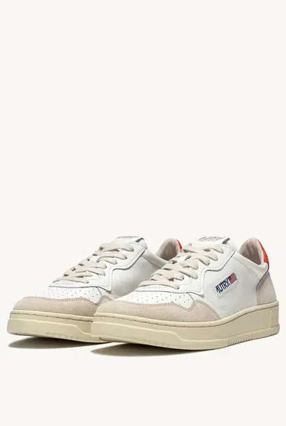 Medalist Low White Orange Leather Suede LS45