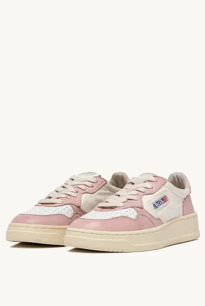 Medalist Low White Pink Leather Women GH07