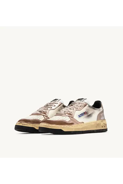 Super Vintage Low Leather SV41 White Metallic Rose