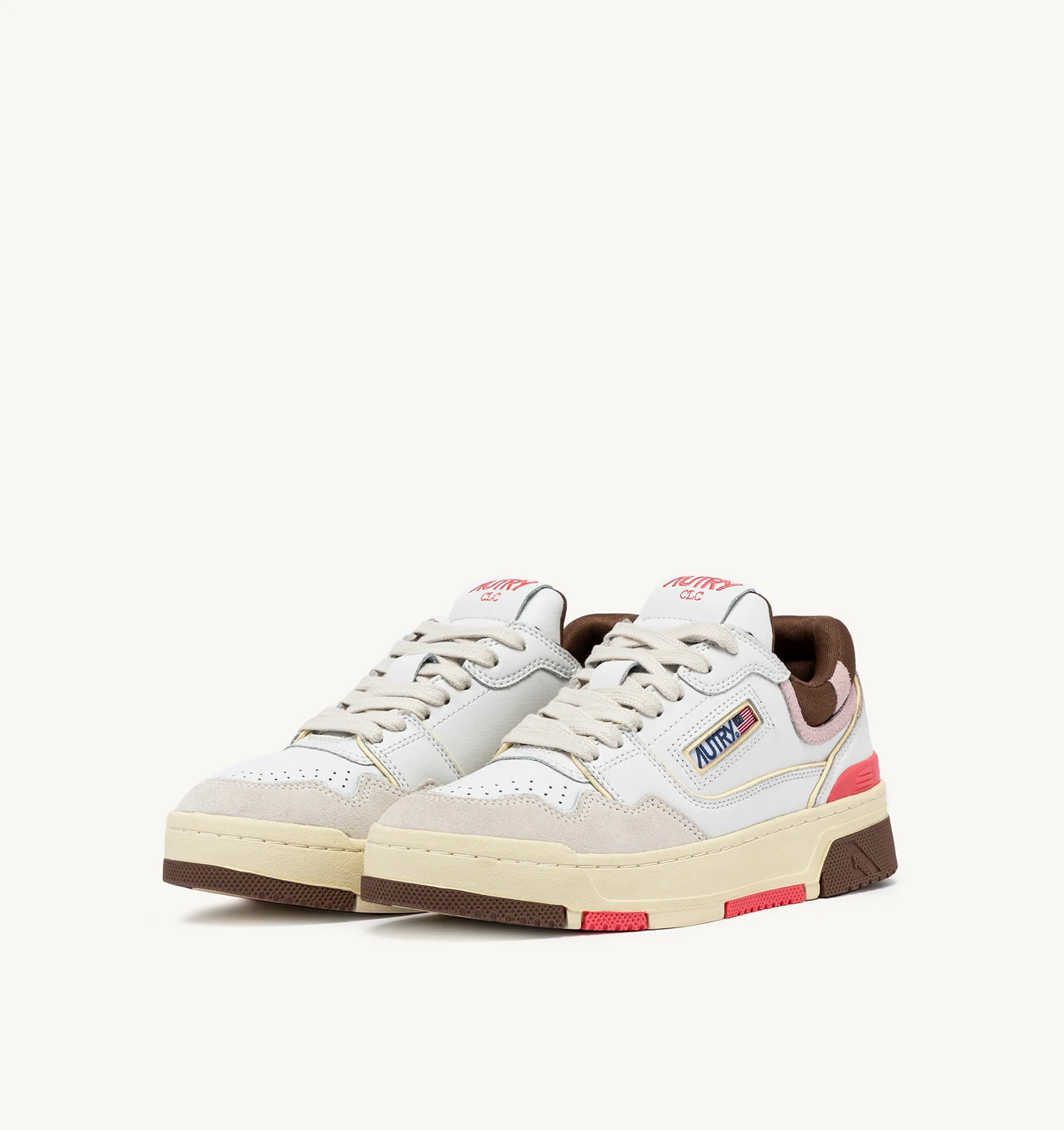 CLC Laag Dames Wit Leer Cable Roze Bruin MM35-1