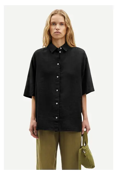 Salarika SS Shirt 14329 Black Linnen