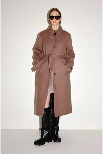 Amora Wool Taupe Gray Long Coat