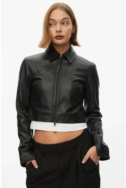 Roadie Leather Zip Blouse Black 20846