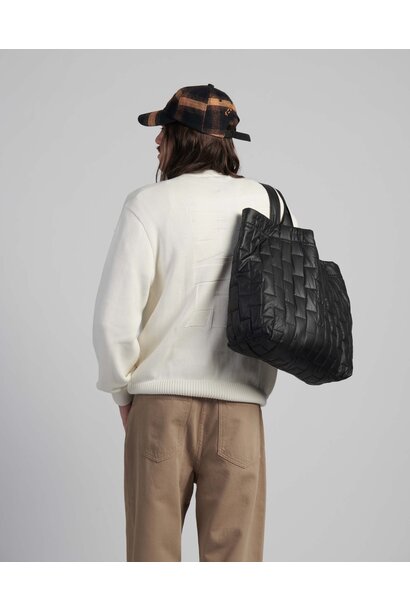 Gewatteerde Tote Bag In Mat Zwart