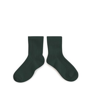 Collégien Ribbed Tights, Dark Green - Extra-soft Egyptian cotton! girl